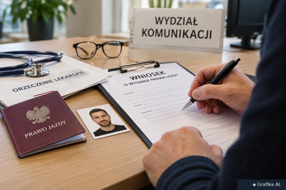 Dokumenty przygotowane do wymiany prawa jazdy w wydziale komunikacji